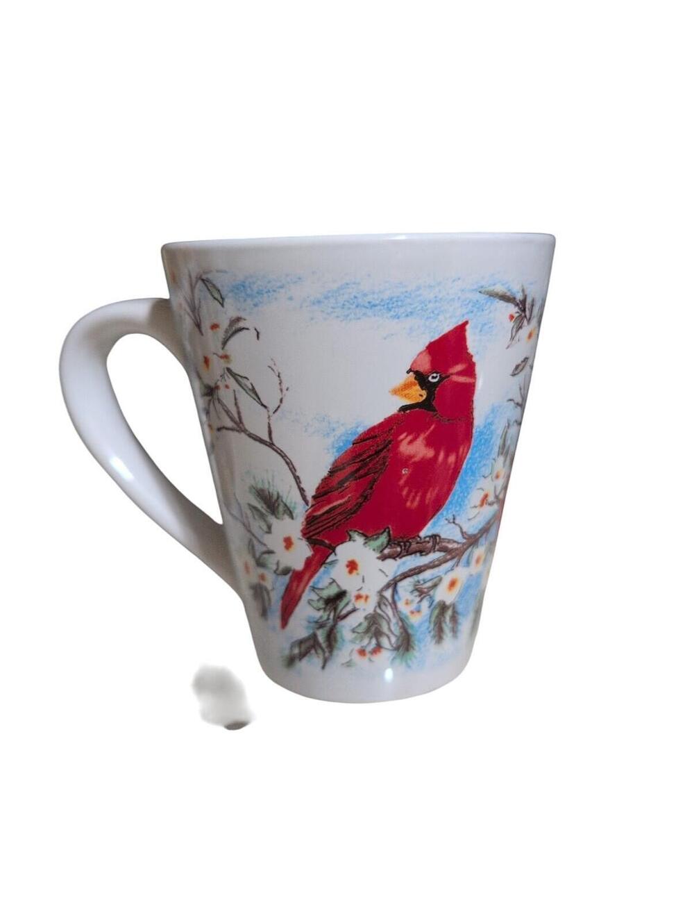 Cardinal Birds Male/Female Large Coffee Latte Mug Pennsylvania Inside Cup White